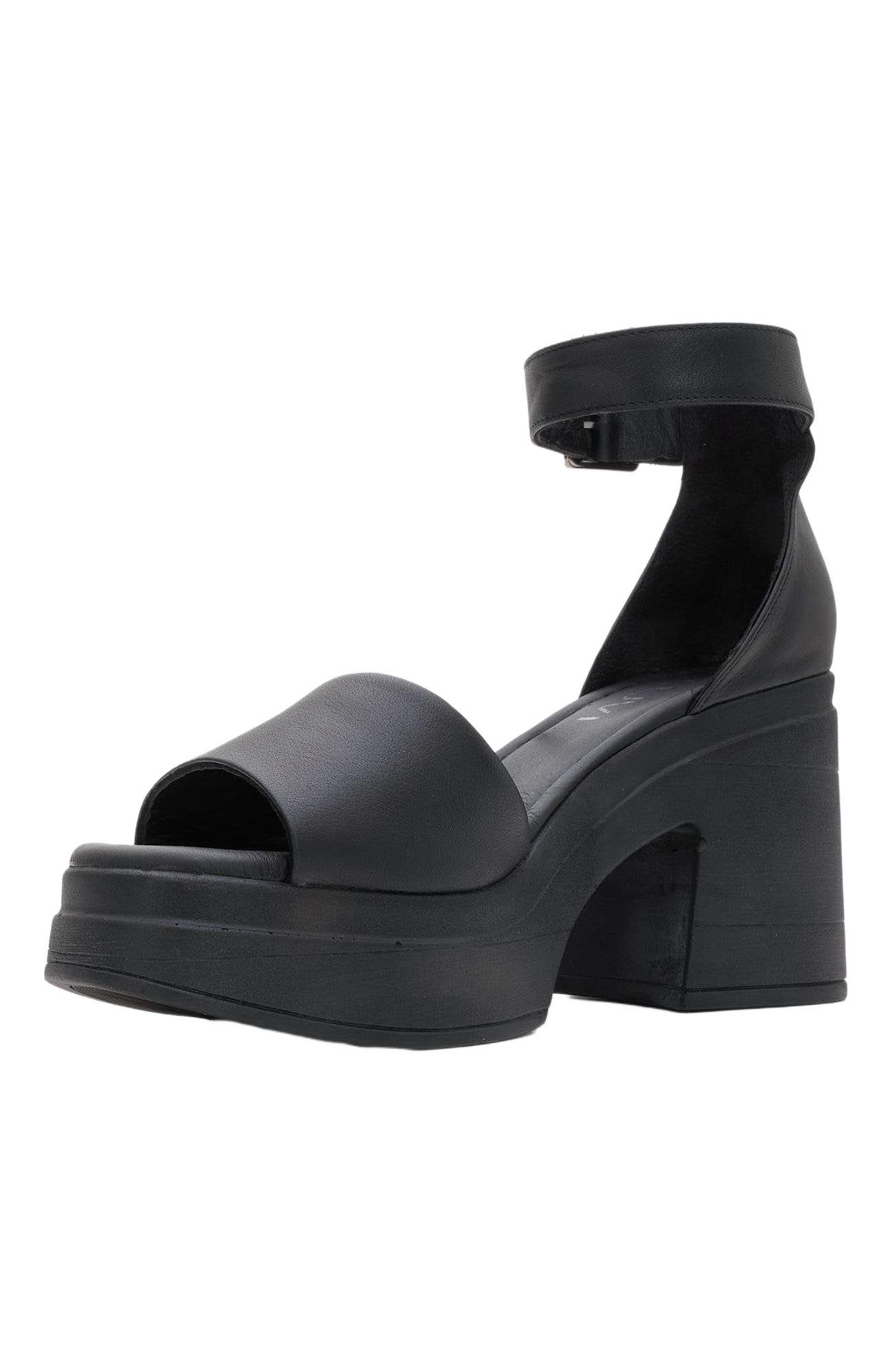 Forever & Always Shoes MARGOT Leather Platform Sandal, Alternate, color, Black Leather