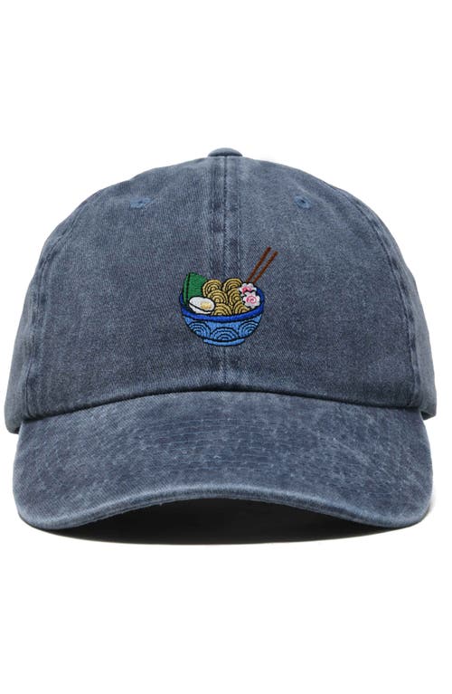 Dalix Noodles Embroidered Casual Cap In Washed Navy Blue