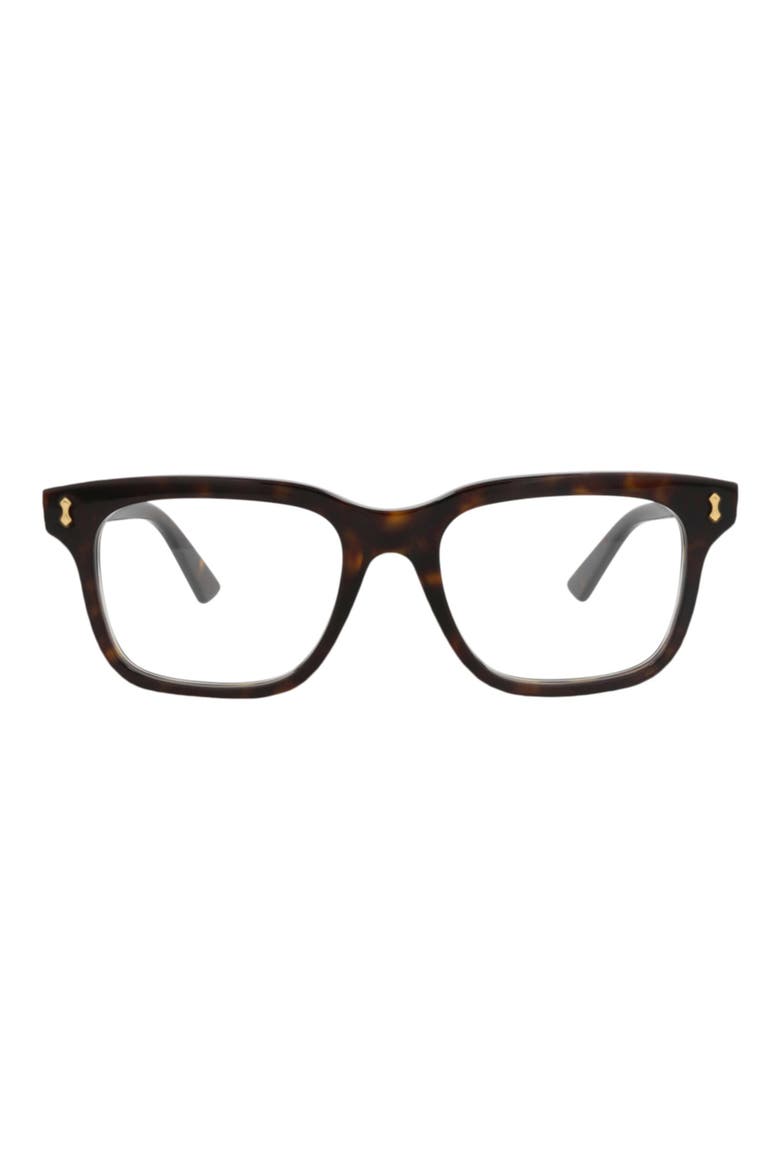 52mm Square Optical Glasses, Main, color, HAVANA HAVANA TRANSPARENT