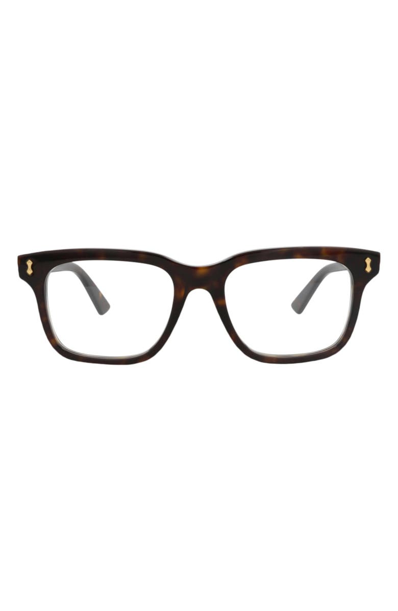 Gucci 52mm Square Optical Glasses, Main, color, Havana Havana Transparent