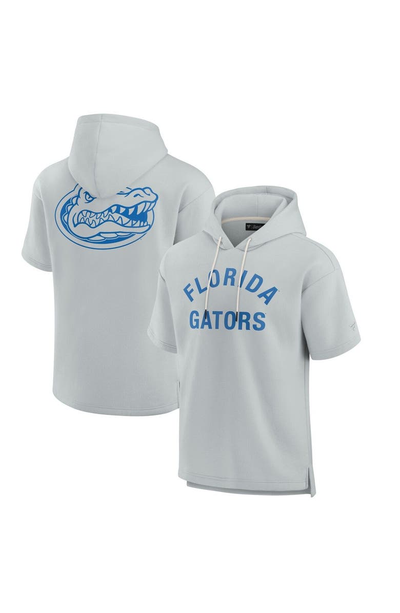 Fanatics Signature Unisex Fanatics Signature Gray Florida Gators Elements Super Soft Fleece Short Sleeve Pullover Hoodie, Main, color, Gray