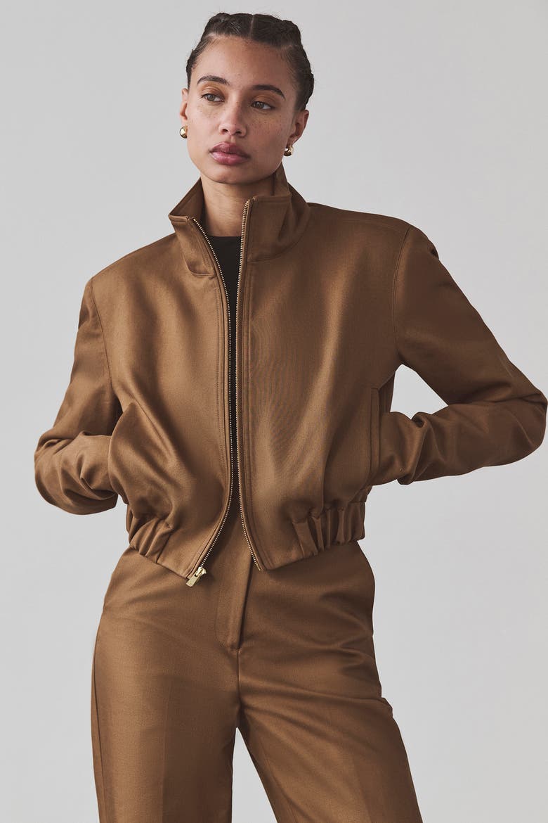 Sabrina Bomber Jacket, Main, color, Khaki