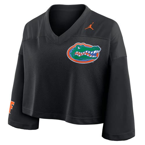 Jordan Brand Black Florida Gators Cropped Mesh Dri-fit Fashion Jersey In Black