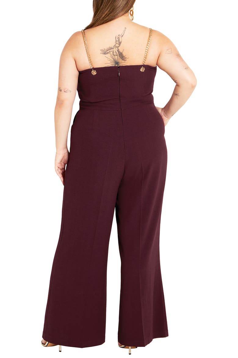 Nylah Chain Strap Wide Leg Jumpsuit, Alternate, color, BURGUNDY