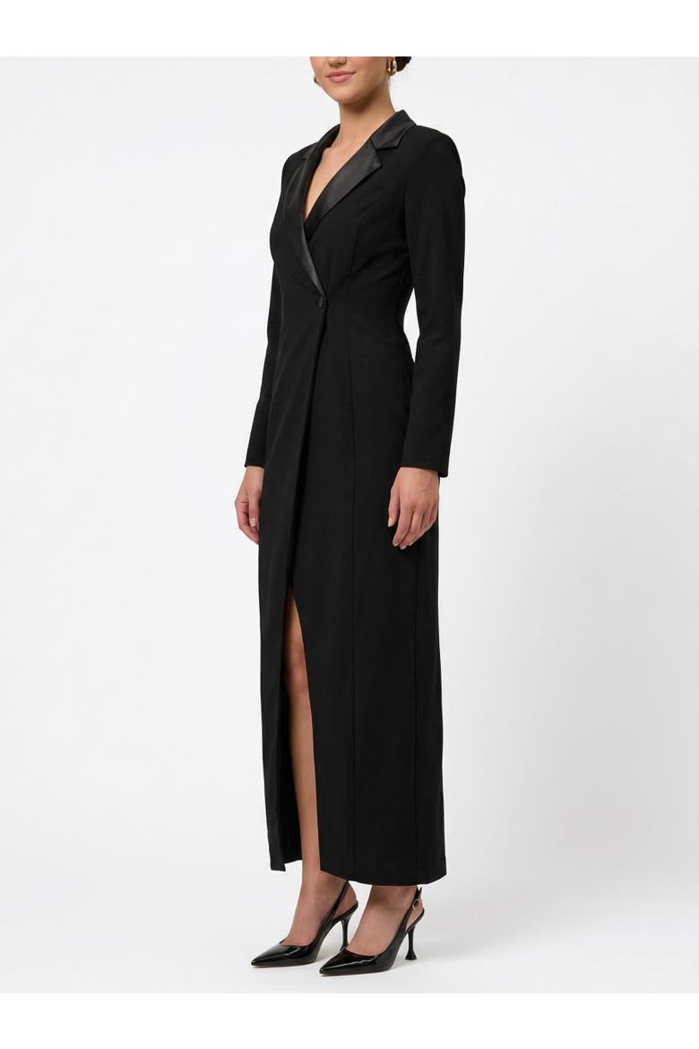 Griffith Long Sleeve Tuxedo Gown, Alternate, color, Black