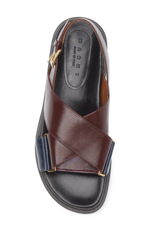 Marni Fussbett Two-tone Leather Slingback Sandals In Brown