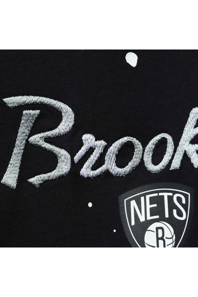 Women's Nike Black Brooklyn Nets Courtside Splatter Cropped T-Shirt, Alternate, color, Black