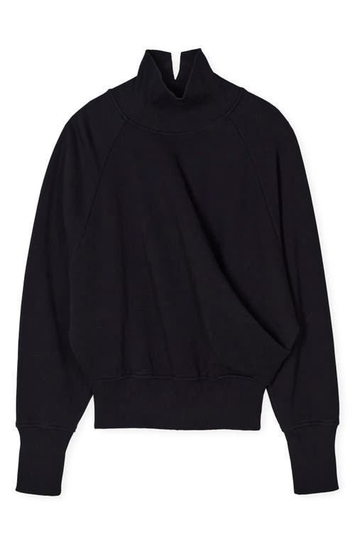 Closed Draped Turtleneck Organic Cotton Sweatshirt In Black