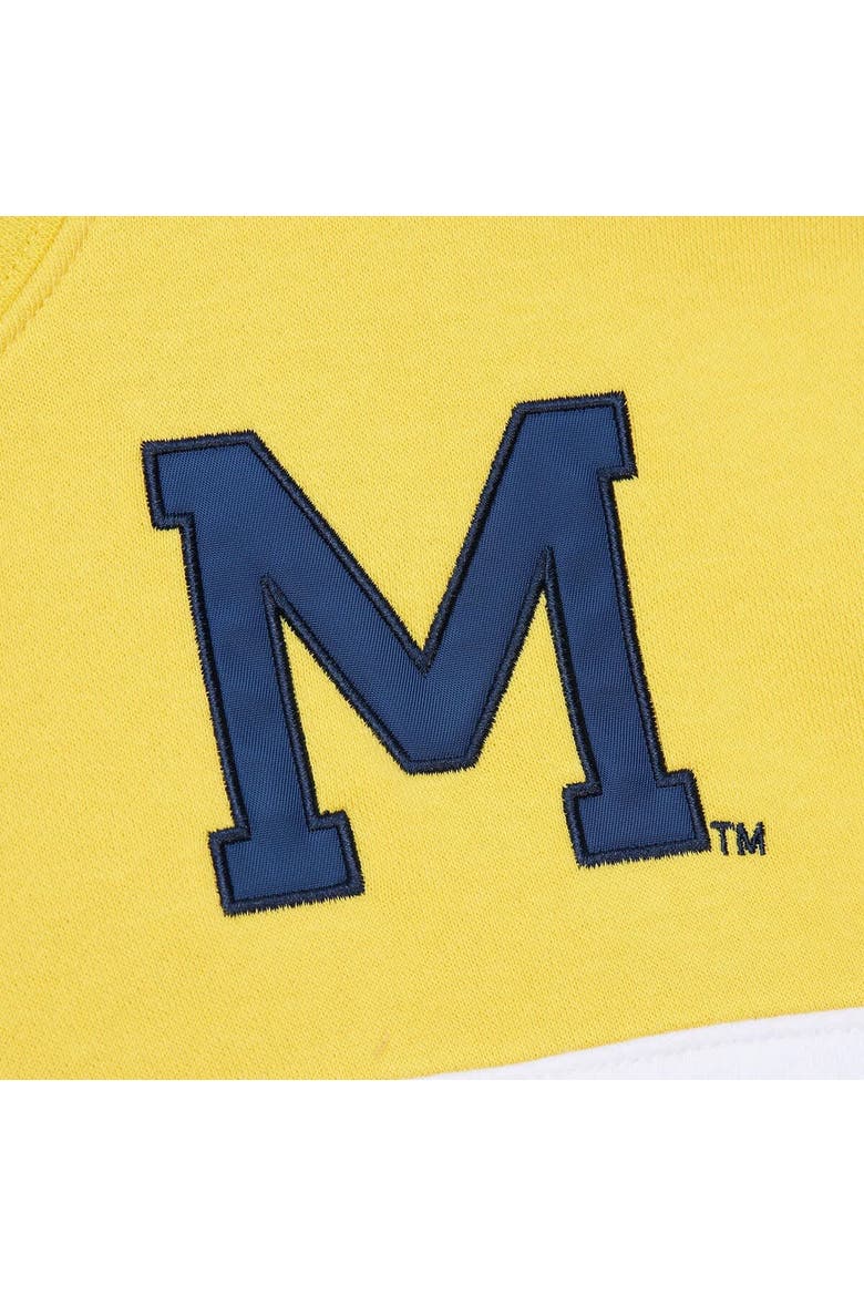 Men's Mitchell & Ness  Navy Michigan Wolverines Vintage Logo Head Coach Fleece Pullover Sweatshirt, Alternate, color, Navy