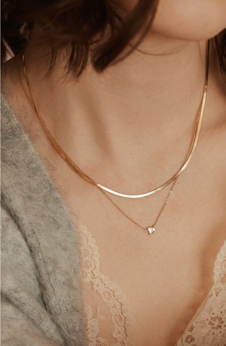 MADE BY MARY Toi et Moi Necklace, Alternate, color, Gold Vermeil
