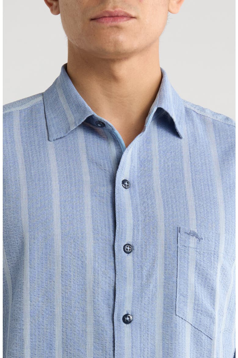 Nova Wave Short Sleeve Seersucker Button-Up Shirt, Alternate, color, DOCKSIDE BLUE