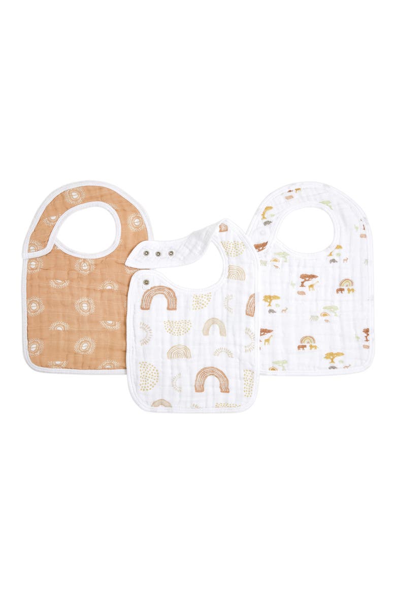3-Pack Classic Organic Cotton Muslin Snap Bibs, Main, color, KEEP RISING TAN