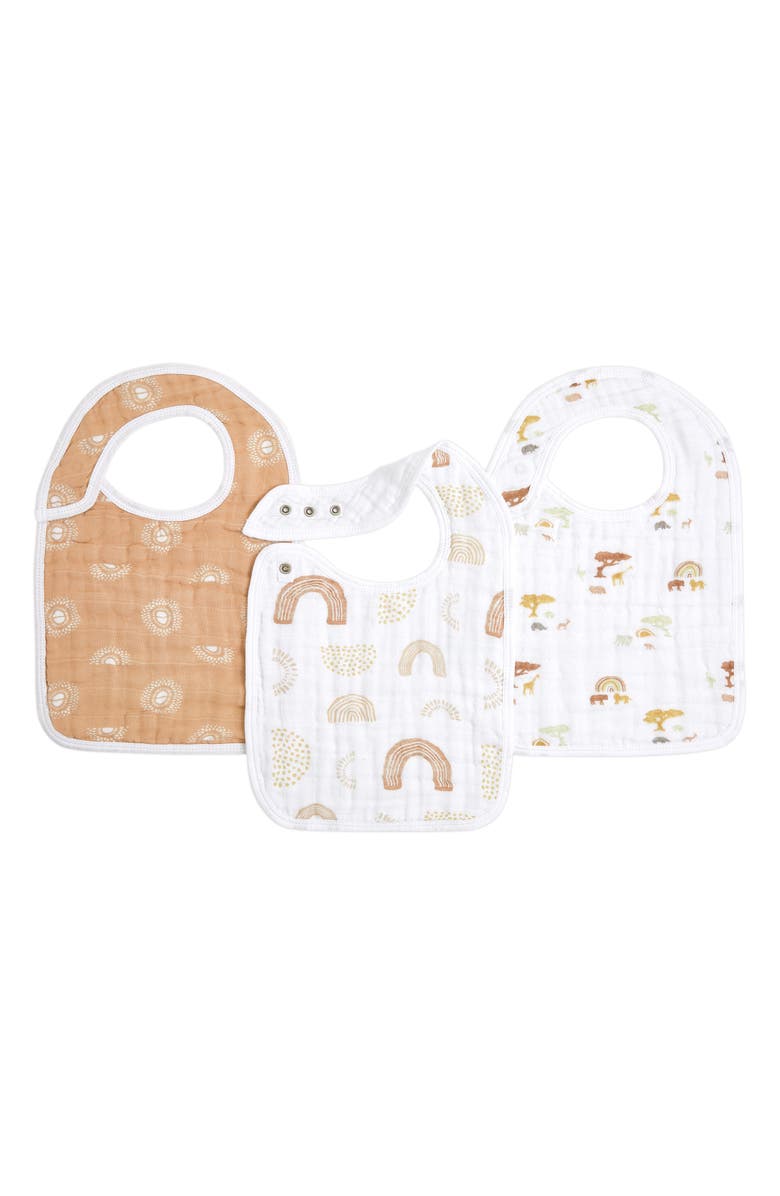 aden + anais 3-Pack Classic Organic Cotton Muslin Snap Bibs, Main, color,