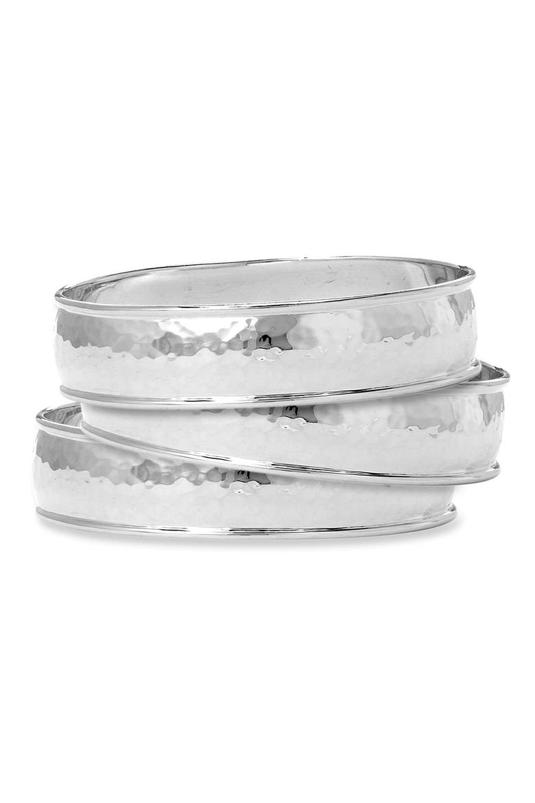 'Glamazon' 4mm Hammered Bangle, Alternate, color, STERLING SILVER