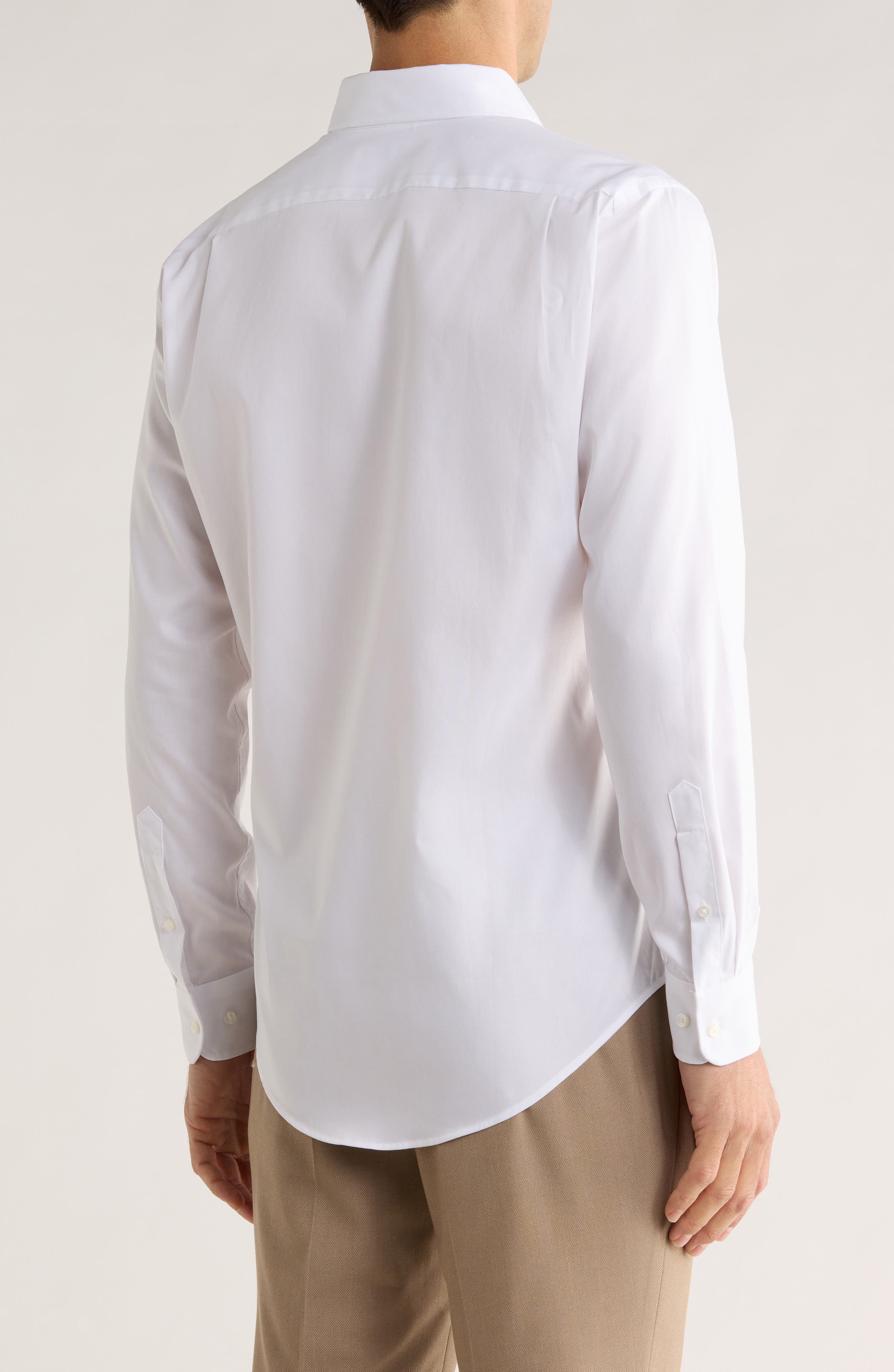 Trim Fit Solid Cotton Button-Down Dress Shirt - image 2