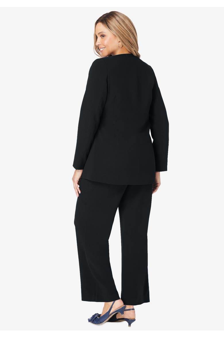 2-Piece Faux Wrap Pantsuit, Alternate, color, NAVY