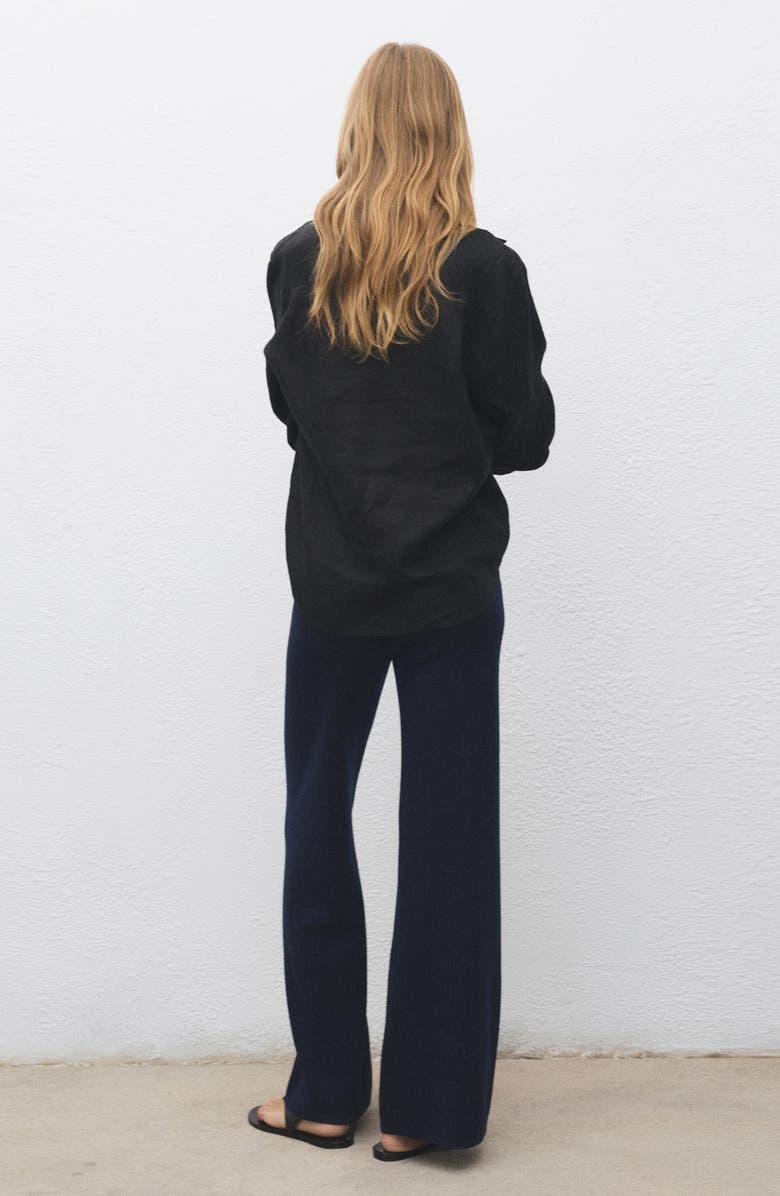 MANGO Pull-On Straight Leg Knit Pants, Alternate, color, Navy