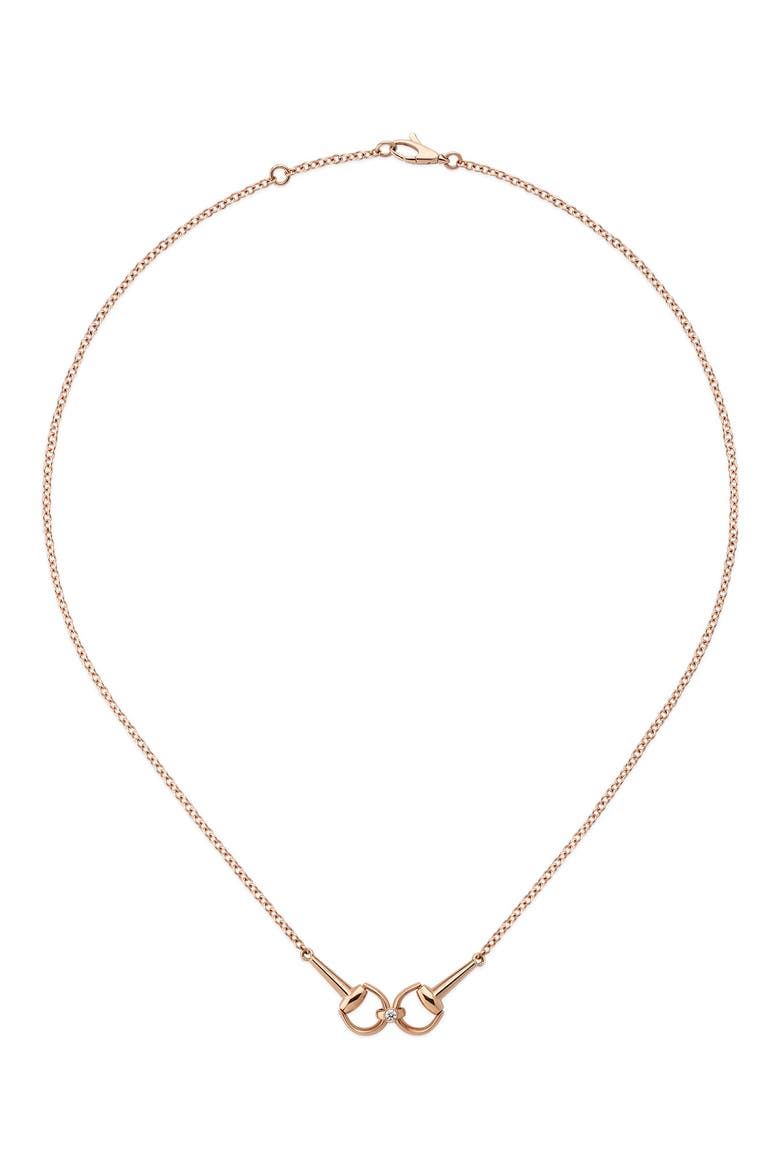 18K Pink Gold Diamond Horsebit Necklace, Main, color, PINK GOLD