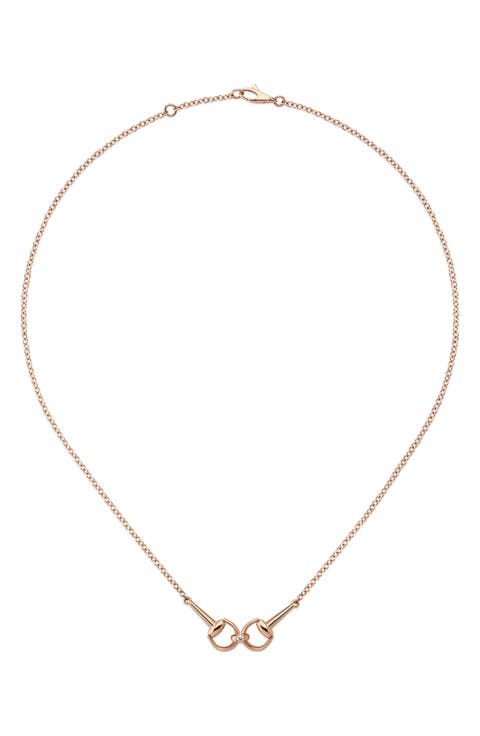 18K Pink Gold Diamond Horsebit Necklace