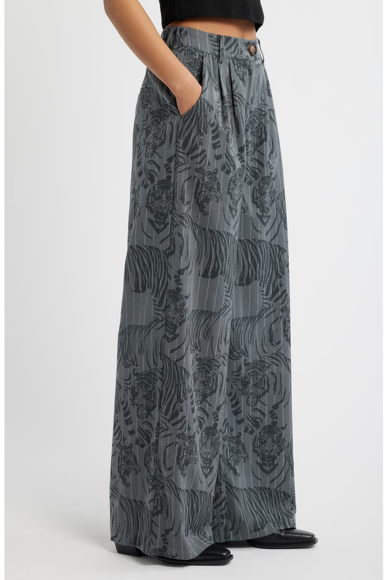 Big Cat Pinstripe Wide Leg Pants, Alternate, color, BLUE TIGER PINSTRIPE