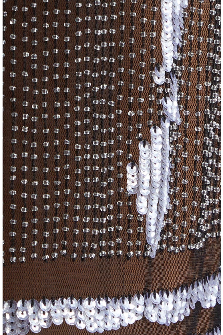 Hyatt Bead & Sequin Embellished Sheer Mesh Skirt, Alternate, color, BLACK SILVER