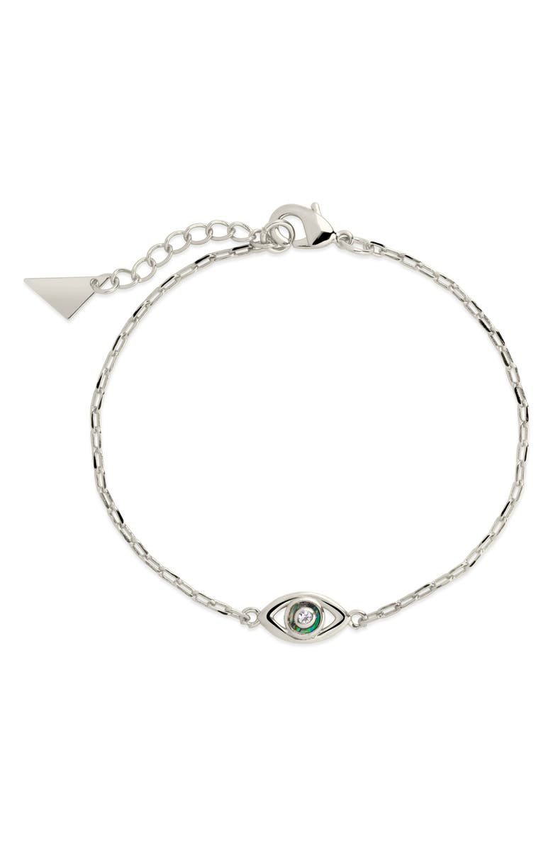 Sterling Forever Leidy Evil Eye Bracelet, Main, color, Silver