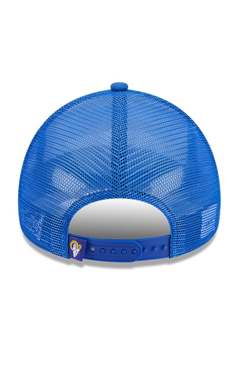 New Era Men's New Era White/Royal Los Angeles Rams Stacked A-Frame Trucker 9FORTY Adjustable Hat, Alternate, color, White