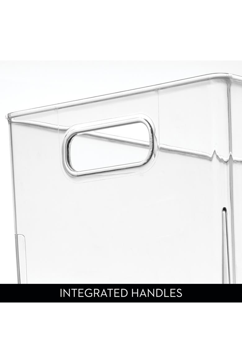 Small Stackable Plastic Bathroom Storage Bin with Handles - Set of 4 - Clear, Alternate, color, Clear