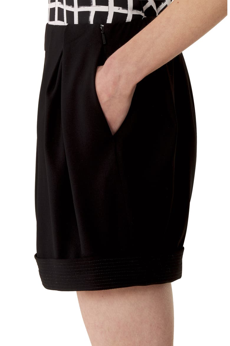 Crepe Pleated Shorts, Alternate, color, Black