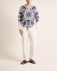 Orlebar Brown Ridley Linen Relaxed Fit Linen Mirabello Overhead Shirt