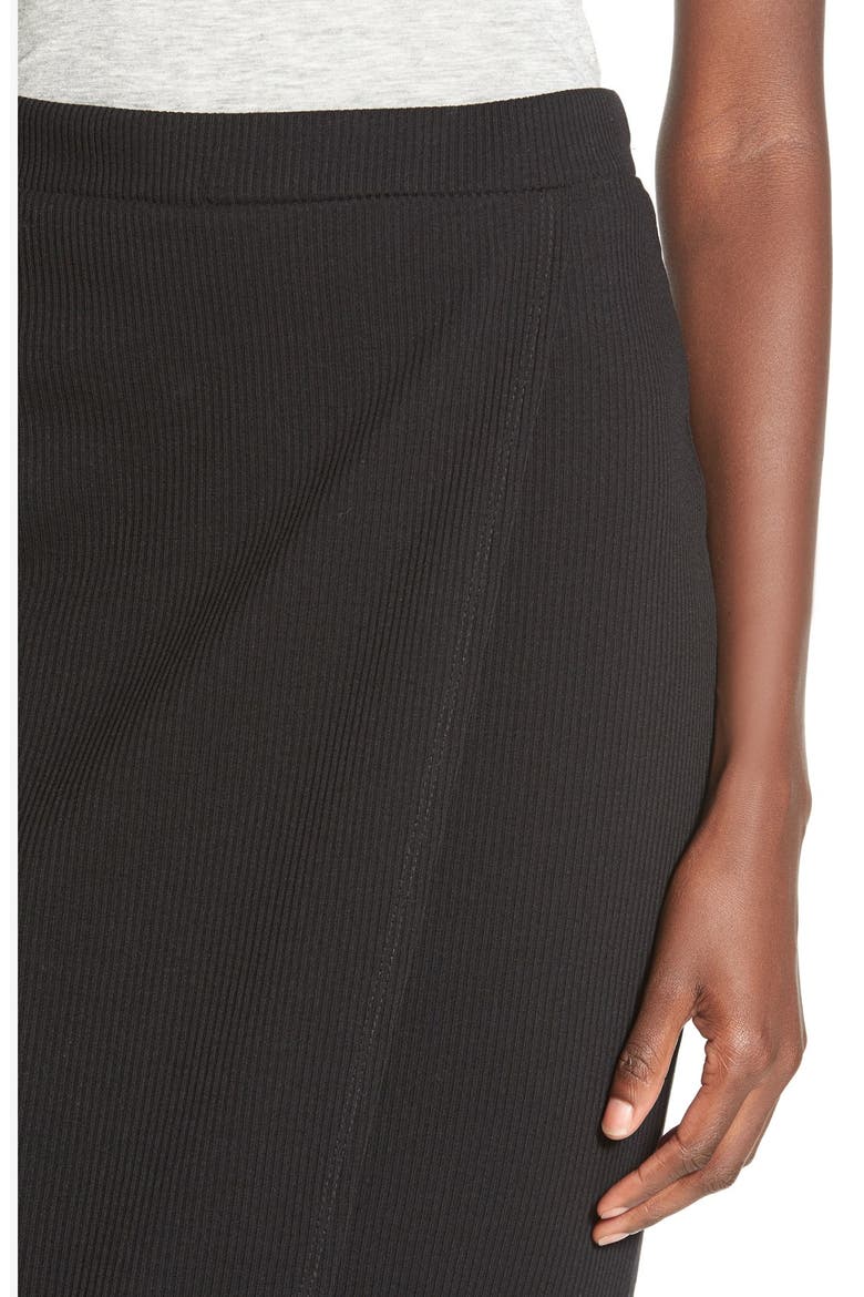Rib Knit Pencil Skirt, Alternate, color, BLACK