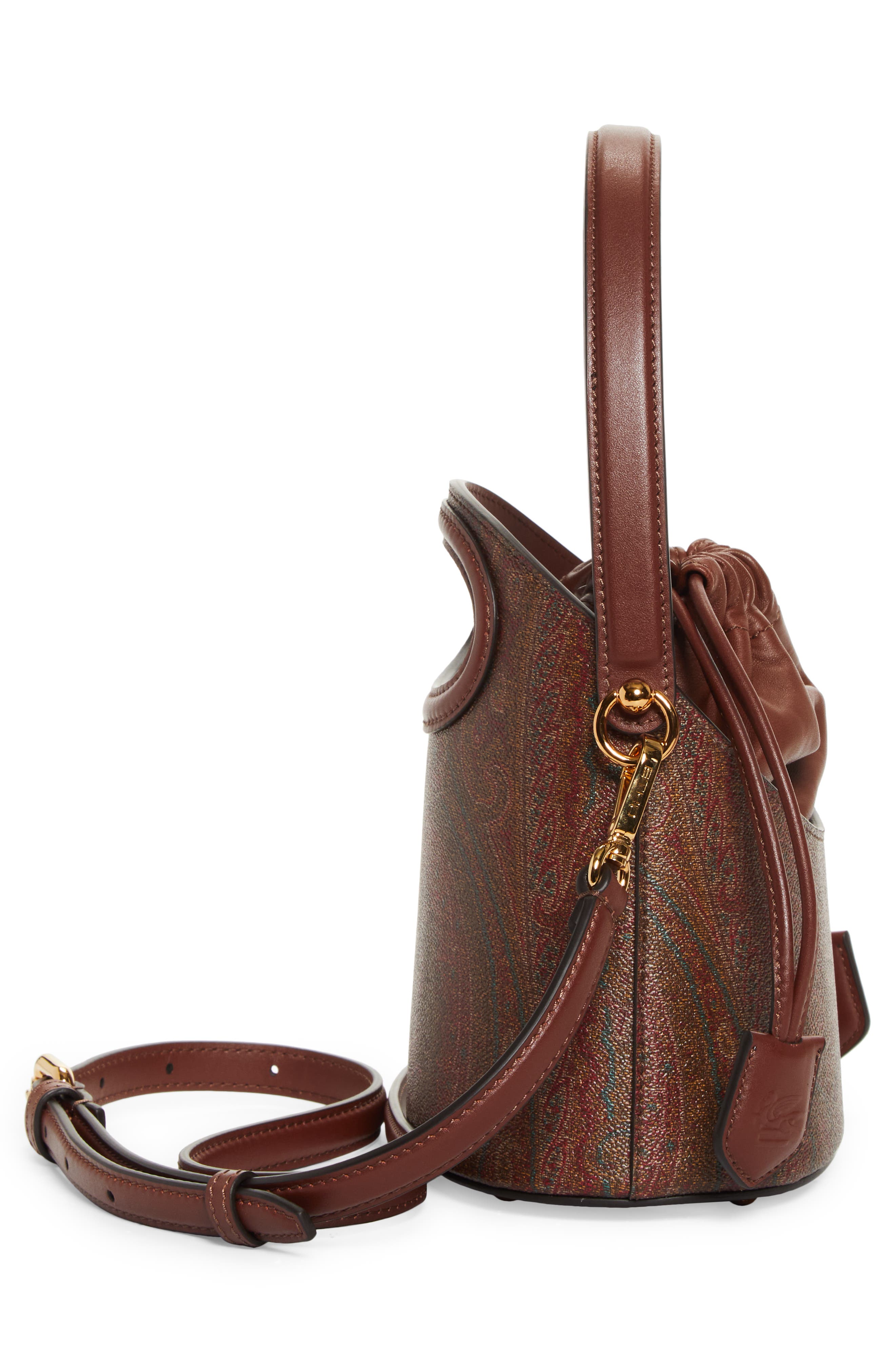 Etro Small Saturno Paisley Bucket Bag, Alternate, color, M0019 Brown