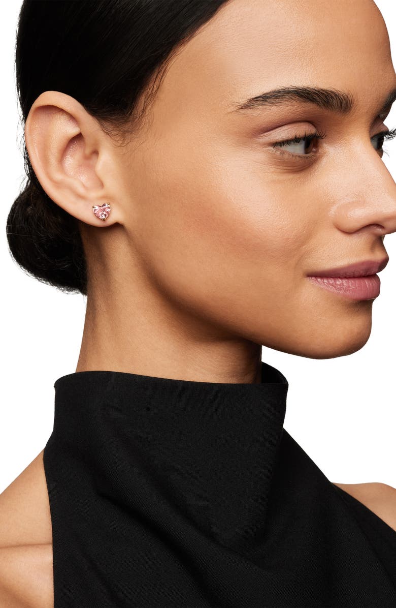 David Yurman Heart Stud Earrings in 18K Rose Gold with Morganite, Alternate, color,