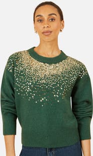 Yumi Relaxed Knitted Sequin Sweater