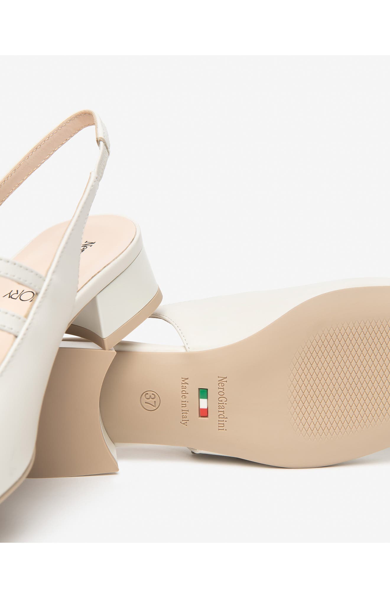 NeroGiardini Slingback Cap Toe Pump, Alternate, color, White/ Blush