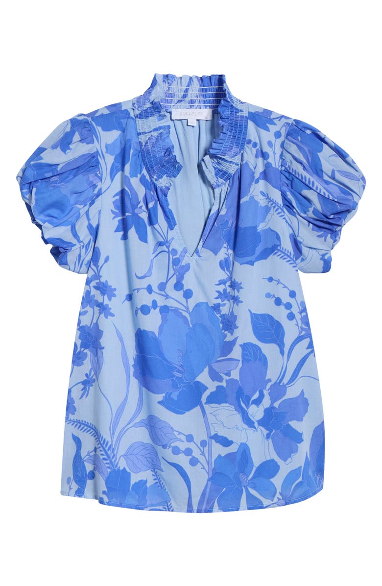 SUGARLIPS Veran Floral Puff Sleeve Cotton Top, Main, color, 
