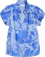 SUGARLIPS Veran Floral Puff Sleeve Cotton Top