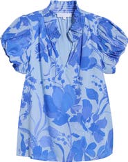 SUGARLIPS Veran Floral Puff Sleeve Cotton Top