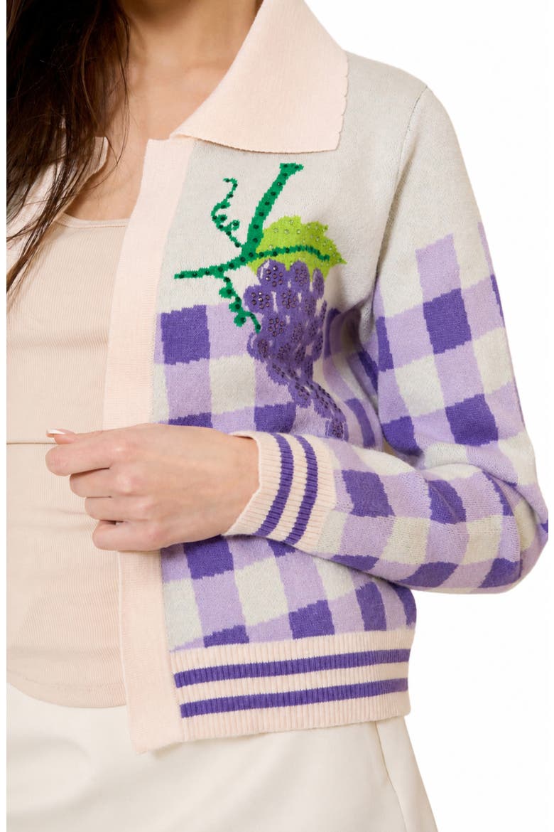 Vineyard Gingham Knit Cardigan, Alternate, color, IVORY MULTI