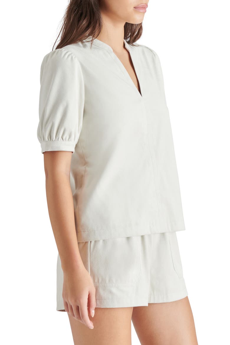 Jane Puff Shoulder Faux Suede Top, Alternate, color, SILVER BIRCH