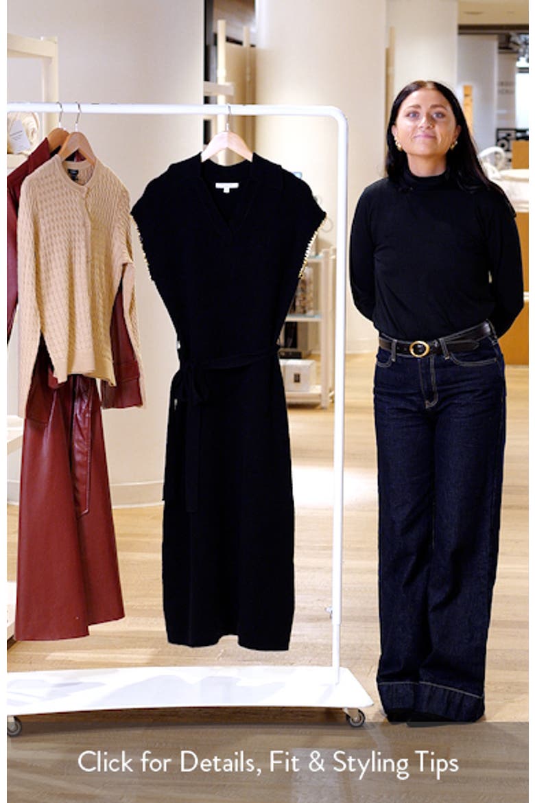 Chain Trim Tie Belt Midi Dress video