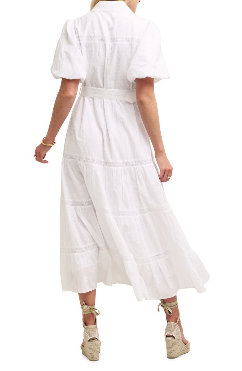 Nobody's Child Jessie Belted Lace Trim Organic Cotton Maxi Dress, Alternate, color, 
