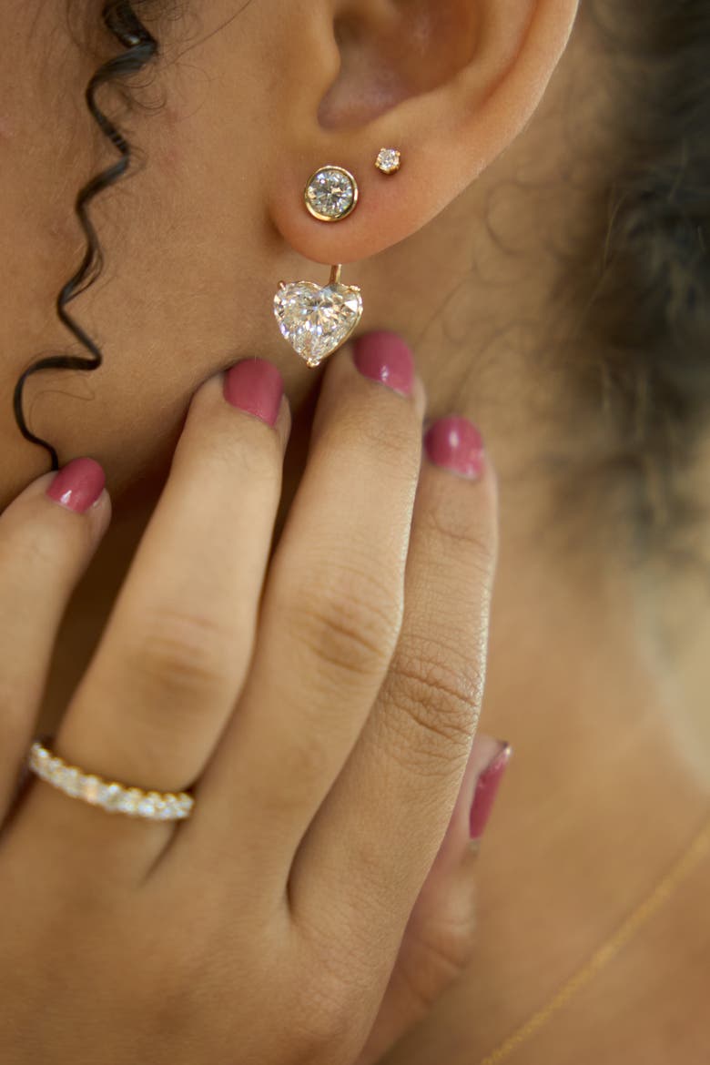 Mariposa 14K Gold Heart Lab Grown Diamond Earring Jackets - 10 Cts, Alternate, color, 14K Yellow Gold