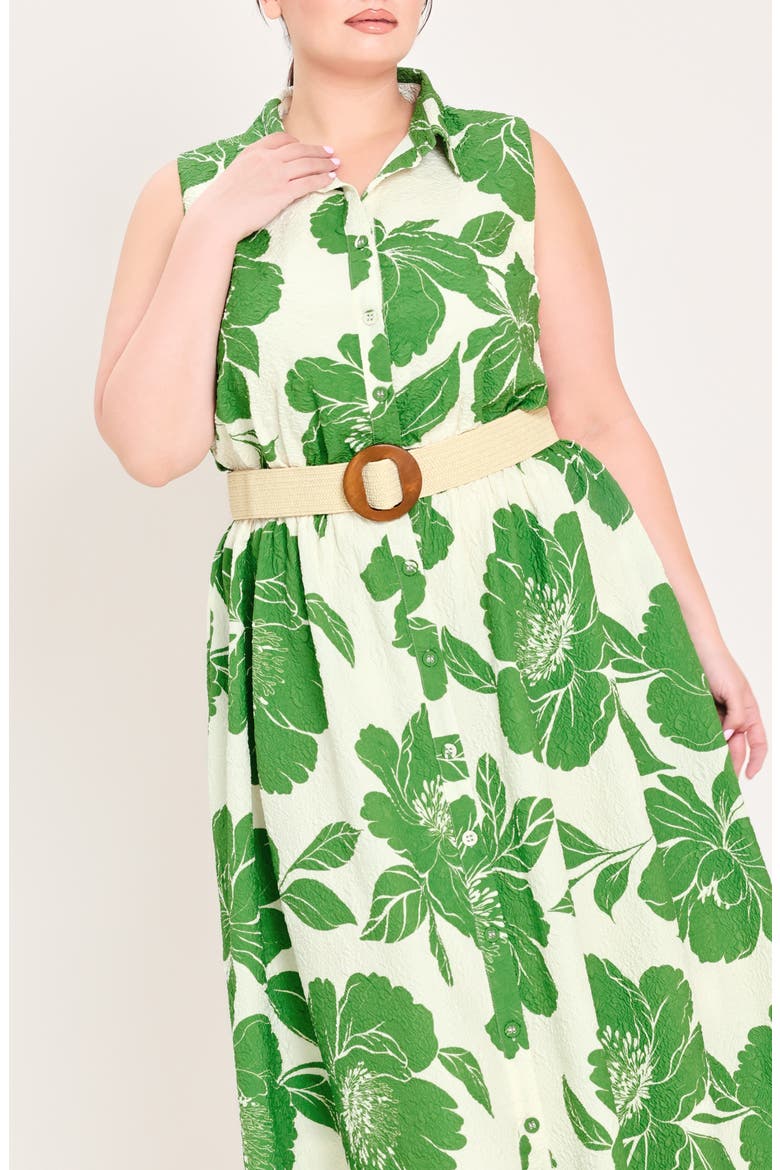 Printed Belted Shirtdress, Alternate, color, IVORY GREEN