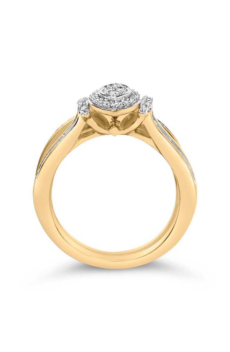 Haus of Brilliance 14K Yellow Gold Plated Sterling Silver 1/2 Cttw Marquise Cluster Diamond Bridal Set, Alternate, color, Yellow Gold Over Silver