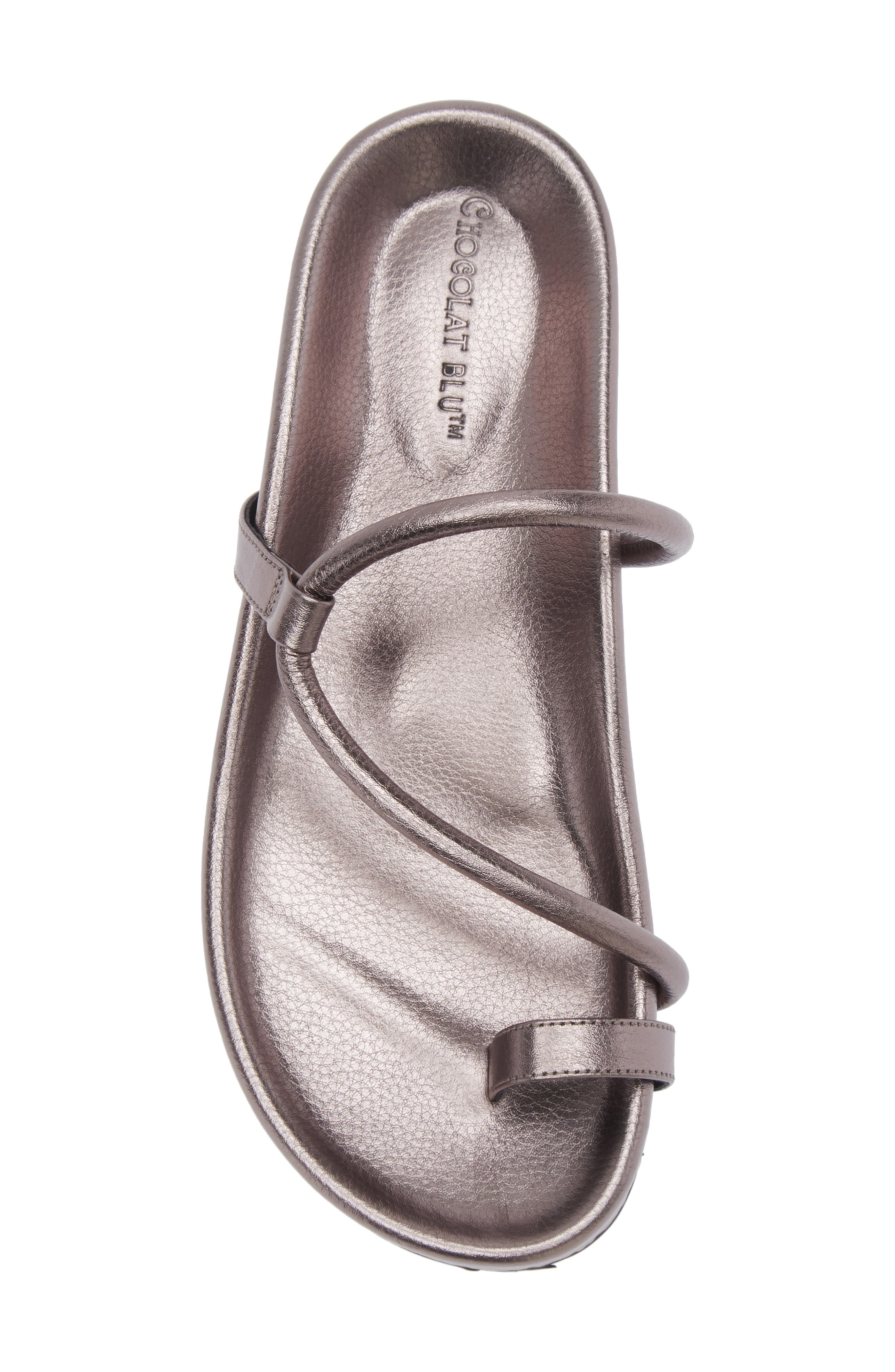 Zina Slide Sandal, Alternate, color, GUNMETAL LEATHER