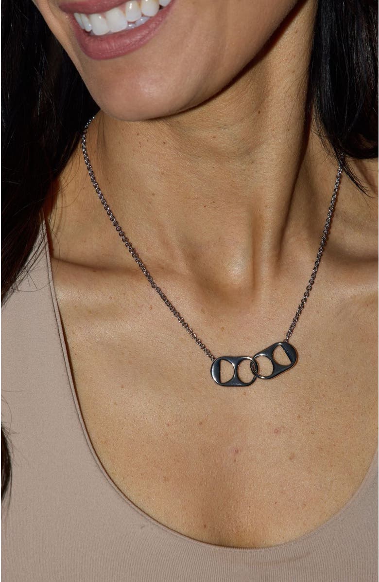 Nickel & Suede Soda Tab Necklace, Alternate, color, Silver