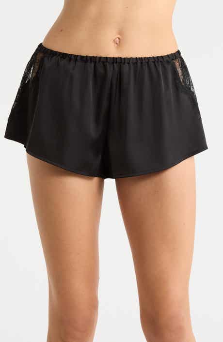 Confidence Eyelash Lace Trim Satin Shorts