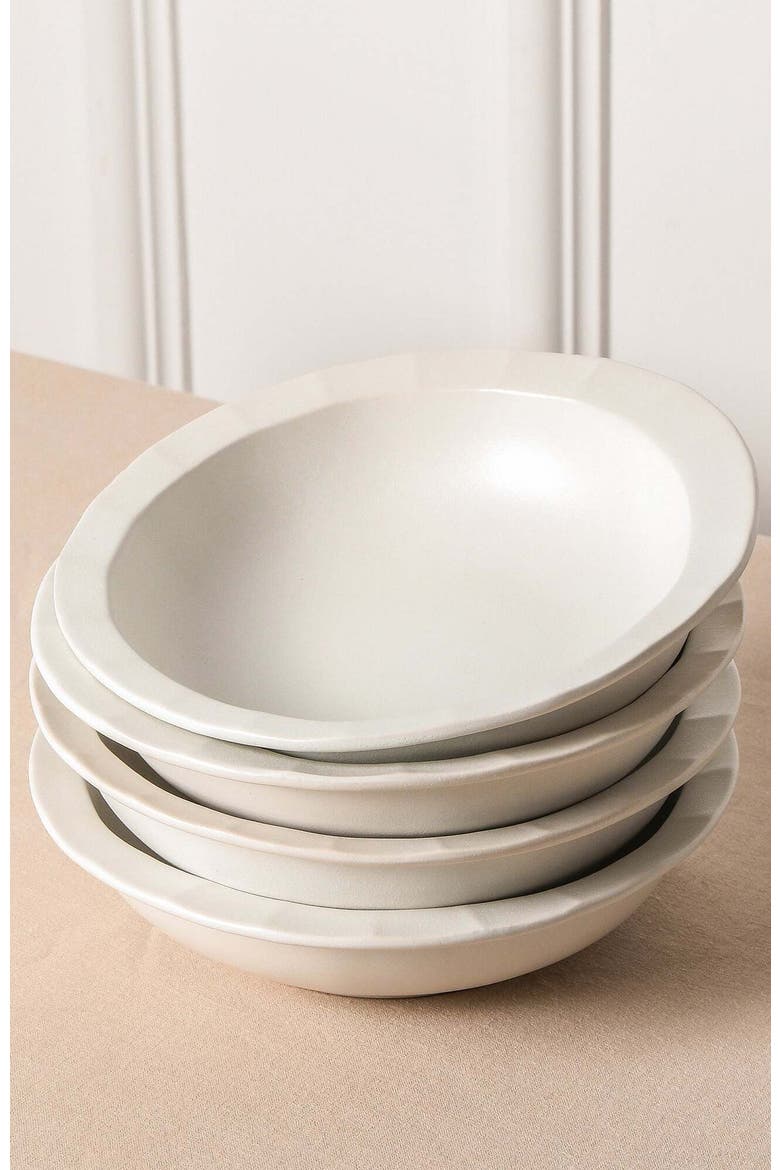 Oasis Stoneware 4-Piece Pasta Bowl Set, Alternate, color, White