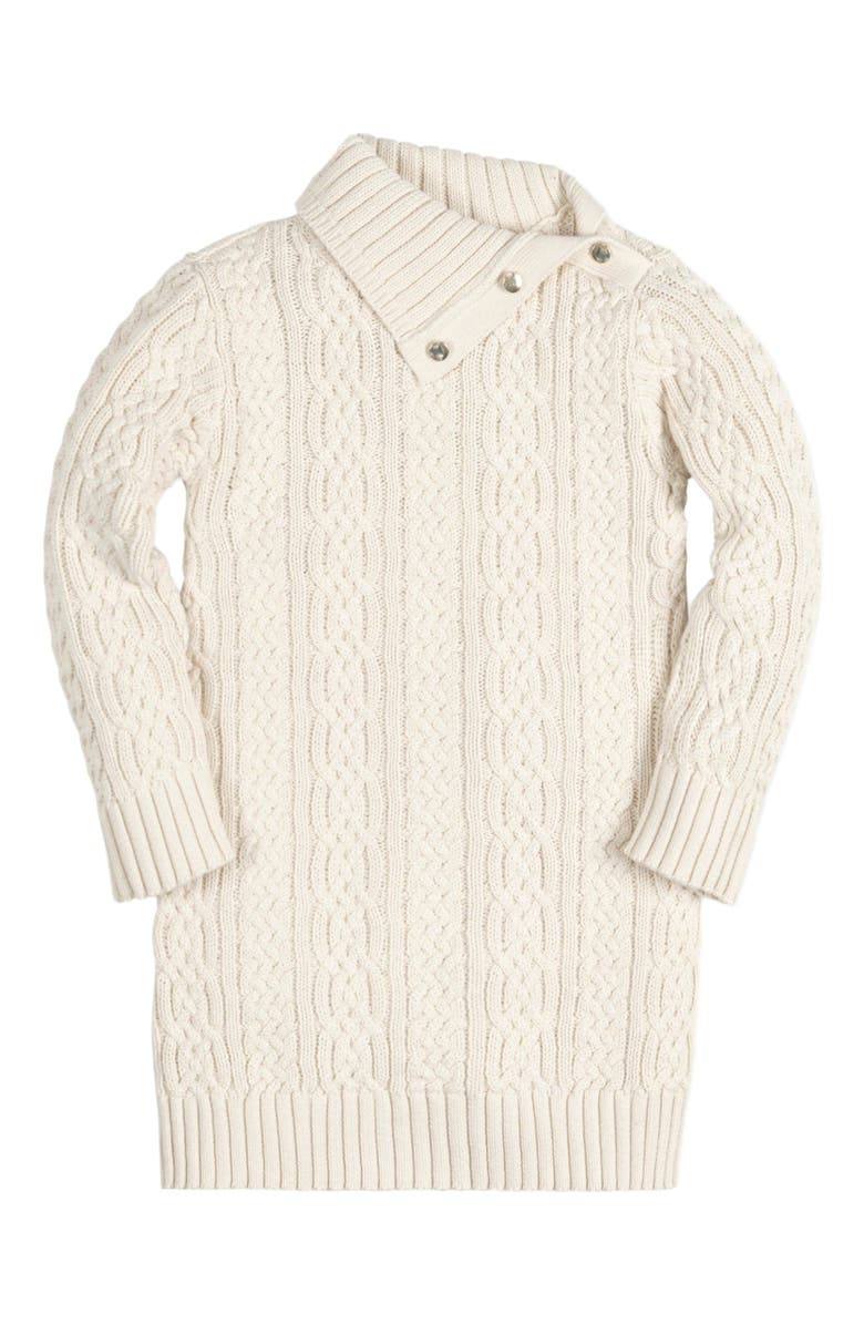 Hope & Henry Girls' Organic Split Neck Cable Sweater Dress, Toddler, Alternate, color,
